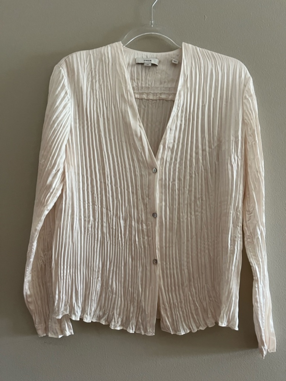 Vince Pleated Button-Down Blouse - Cream